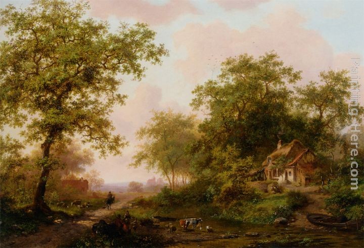 Frederik Marianus Kruseman Cattle in a Summer Landscape